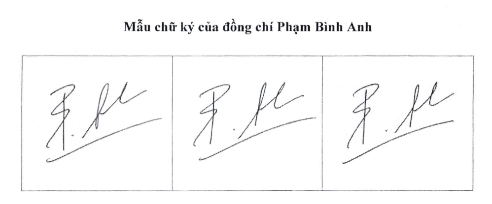 Thông báo chữ ký lãnh sự của đồng chí Phạm Bình Anh, Đại sứ quán Việt Nam tại Nhật Bản